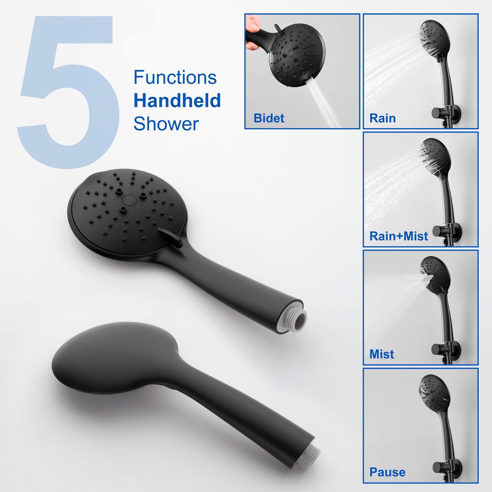 Luxury Shower Faucet Set, Shower System with High Pressure 12" Rain Shower Head and 5-Setting Handheld Shower Head
