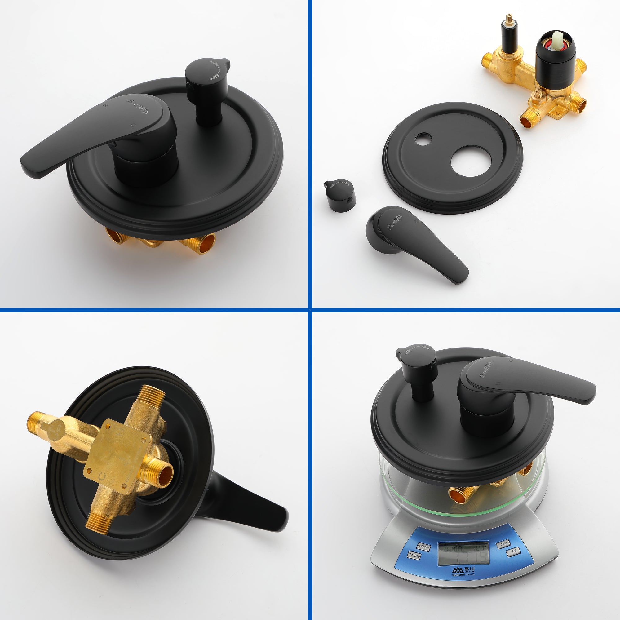 Luxury Shower Faucet Set, Shower System with High Pressure 12" Rain Shower Head and 5-Setting Handheld Shower Head