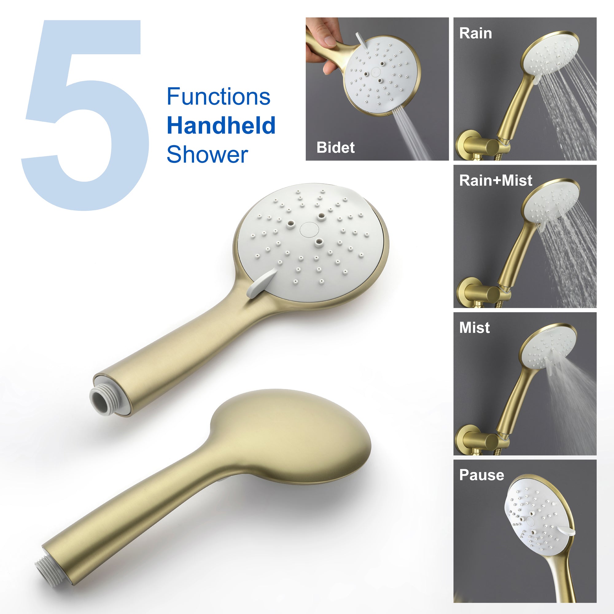 Shower System, Shower Faucets Sets Complete with High Pressure 10" Rain Shower Head and 5-Setting Handheld Shower Head