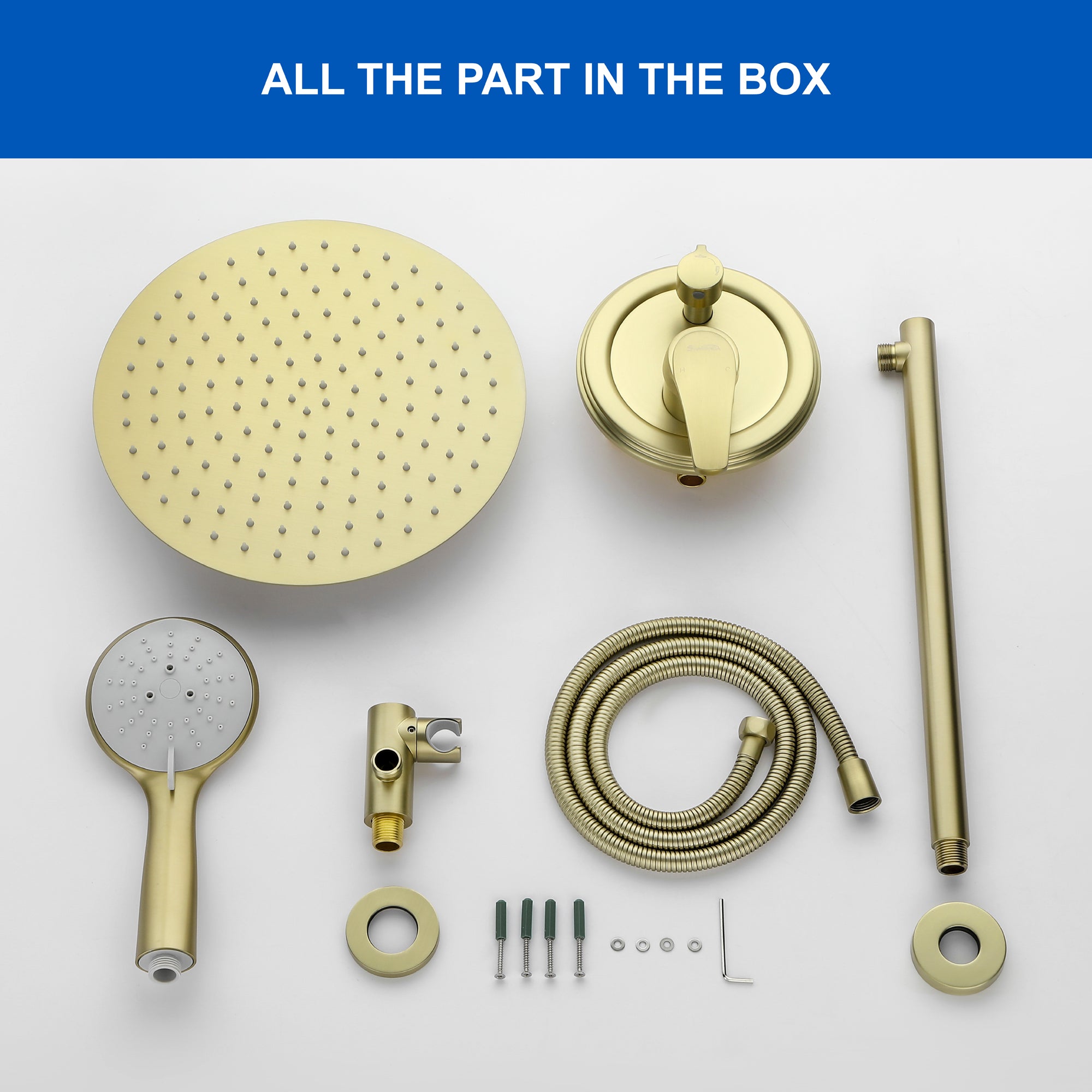 Luxury Shower Faucet Set, Shower System with High Pressure 12" Rain Shower Head and 5-Setting Handheld Shower Head