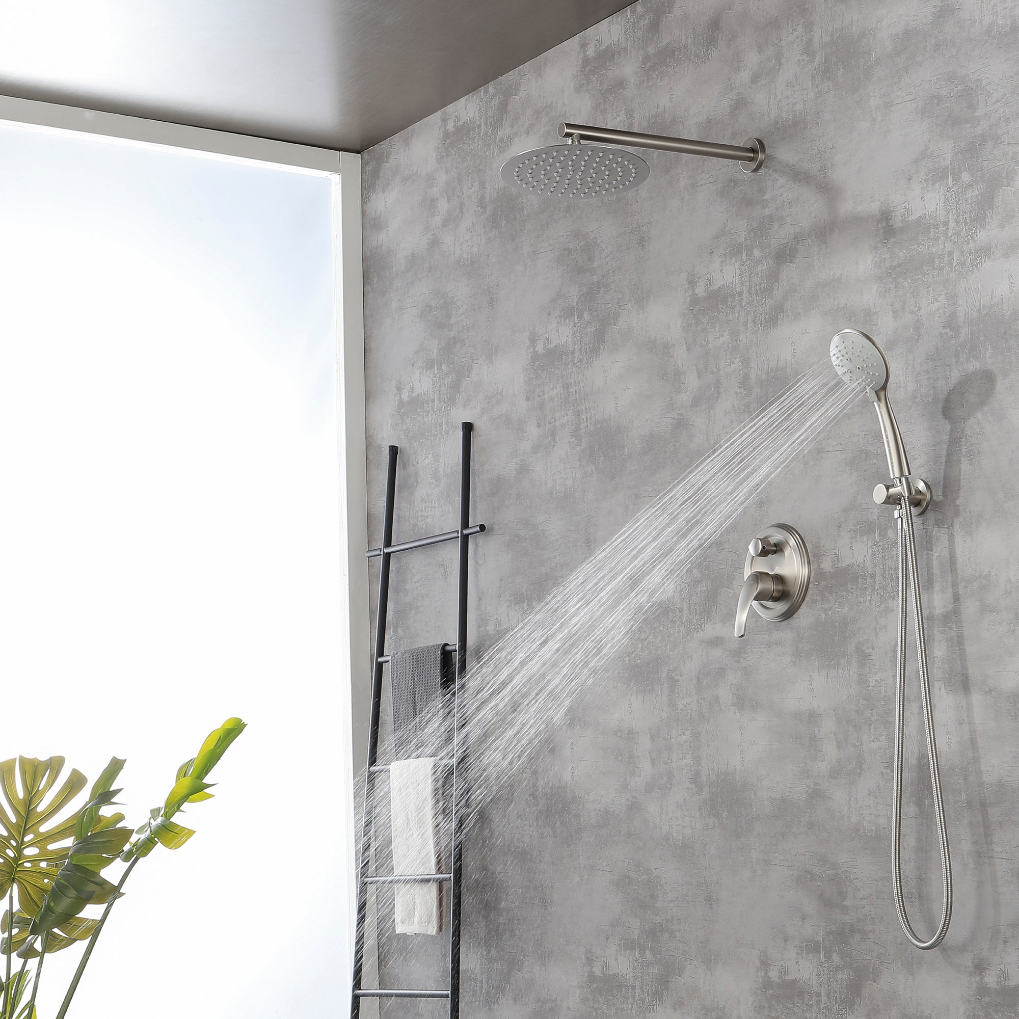 Shower System, Shower Faucets Sets Complete with High Pressure 10" Rain Shower Head and 5-Setting Handheld Shower Head