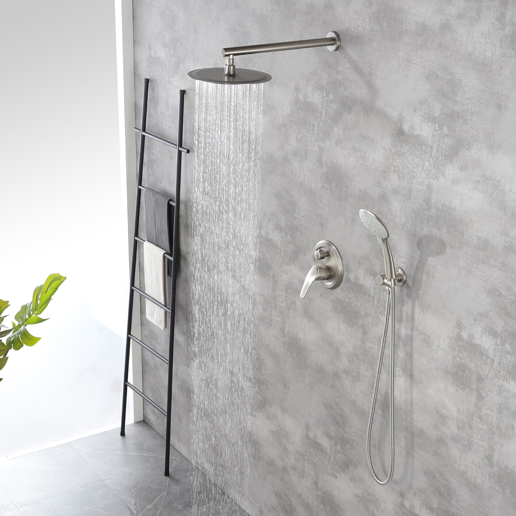 Shower System, Shower Faucets Sets Complete with High Pressure 10" Rain Shower Head and 5-Setting Handheld Shower Head