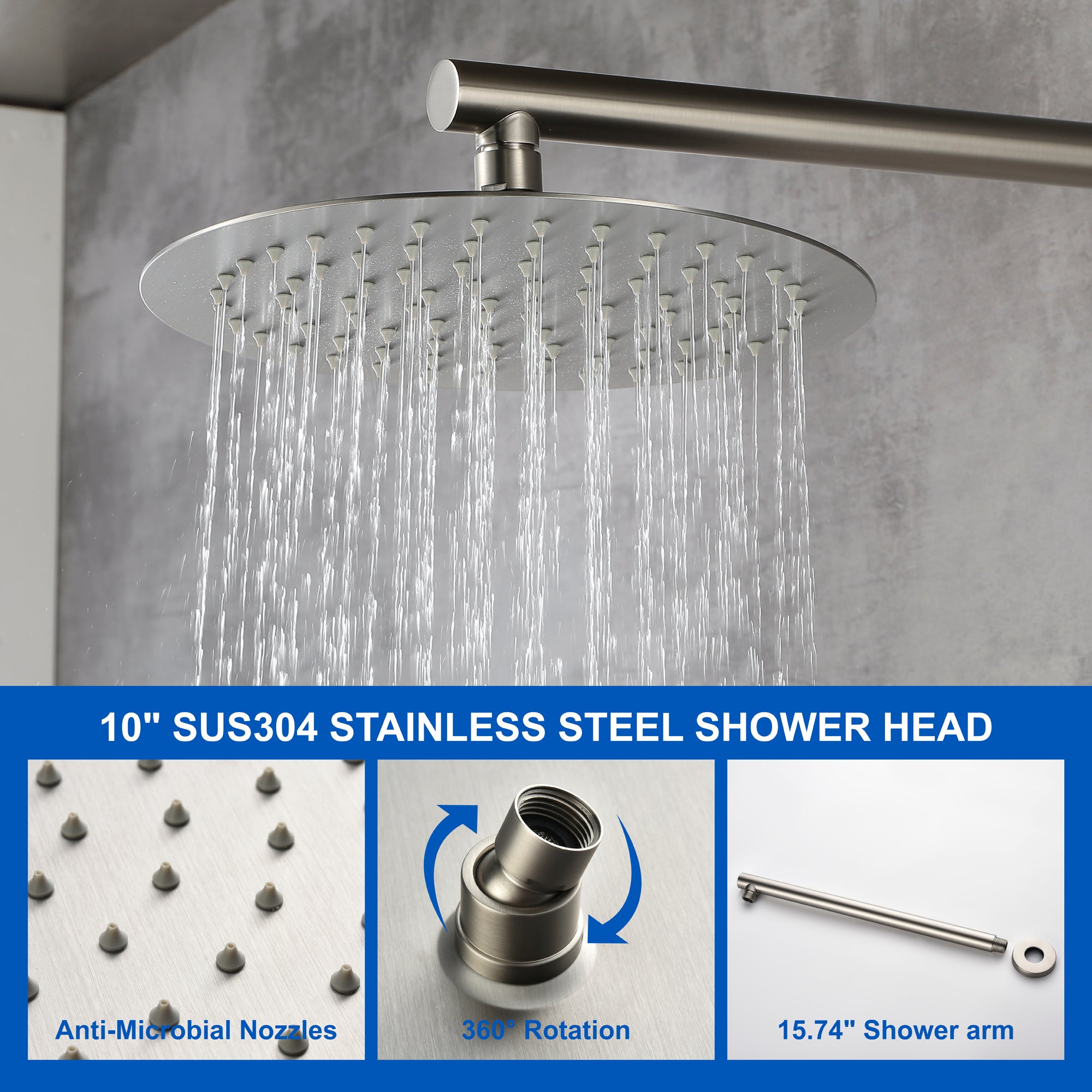 Shower System, Shower Faucets Sets Complete with High Pressure 10" Rain Shower Head and 5-Setting Handheld Shower Head