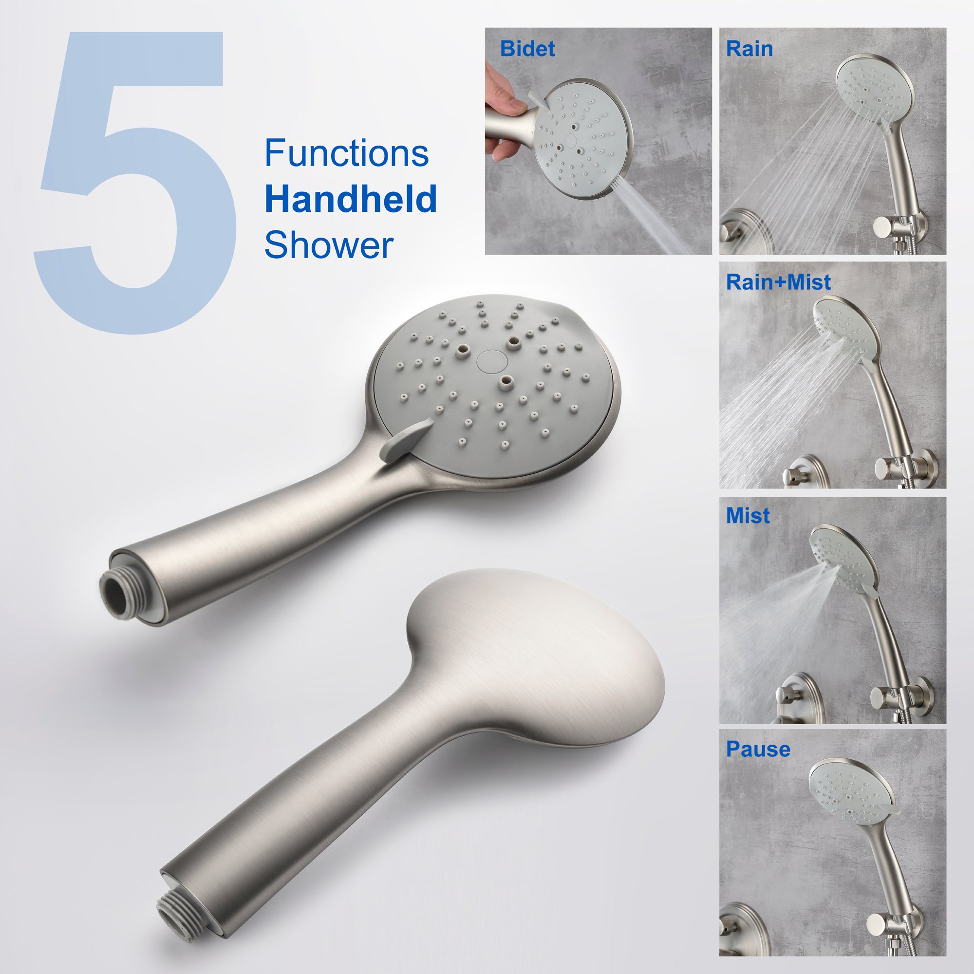 Luxury Shower Faucet Set, Shower System with High Pressure 12" Rain Shower Head and 5-Setting Handheld Shower Head