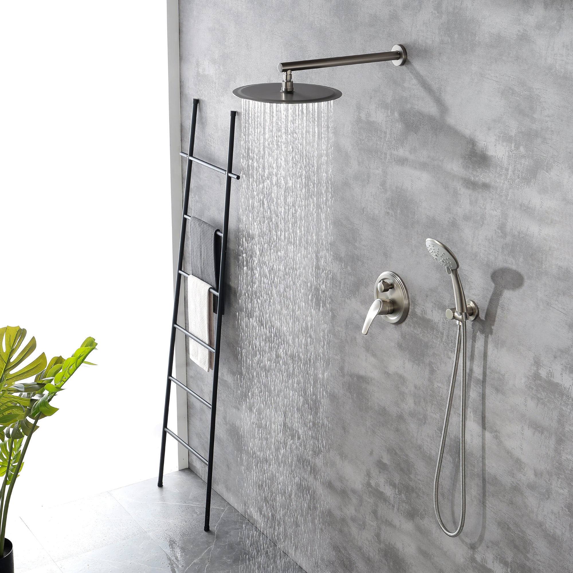 Luxury Shower Faucet Set, Shower System with High Pressure 12" Rain Shower Head and 5-Setting Handheld Shower Head