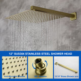3-way Mixer 12" Rainfall Shower Head Faucet Tub Spout Tap with Handheld Spray