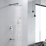 3-way Mixer 10" Rainfall Shower Head Faucet Tub Spout Tap with Handheld Spray