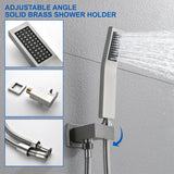 3-way Mixer 12" Rainfall Shower Head Faucet Tub Spout Tap with Handheld Spray
