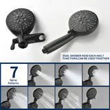 Shower Faucets Sets Complete with Tub & Valve, 48 Setting Dual 2-in-1 High Pressure Rain & Handheld Shower Head System with 3-Way Water Diverter & Shower Trim Kit