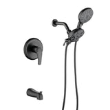 Shower Faucets Sets Complete with Tub & Valve, 48 Setting Dual 2-in-1 High Pressure Rain & Handheld Shower Head System with 3-Way Water Diverter & Shower Trim Kit