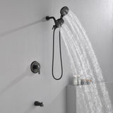 Shower Faucets Sets Complete with Tub & Valve, 48 Setting Dual 2-in-1 High Pressure Rain & Handheld Shower Head System with 3-Way Water Diverter & Shower Trim Kit