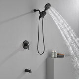 Shower Faucets Sets Complete with Tub & Valve, 48 Setting Dual 2-in-1 High Pressure Rain & Handheld Shower Head System with 3-Way Water Diverter & Shower Trim Kit