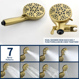 Shower Faucets Sets Complete with Tub & Valve, 48 Setting Dual 2-in-1 High Pressure Rain & Handheld Shower Head System with 3-Way Water Diverter & Shower Trim Kit