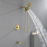 Shower Faucets Sets Complete with Tub & Valve, 48 Setting Dual 2-in-1 High Pressure Rain & Handheld Shower Head System with 3-Way Water Diverter & Shower Trim Kit