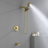 Shower Faucets Sets Complete with Tub & Valve, 48 Setting Dual 2-in-1 High Pressure Rain & Handheld Shower Head System with 3-Way Water Diverter & Shower Trim Kit