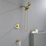 Shower Faucets Sets Complete with Tub & Valve, 48 Setting Dual 2-in-1 High Pressure Rain & Handheld Shower Head System with 3-Way Water Diverter & Shower Trim Kit