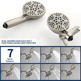Shower Faucets Sets Complete with Tub & Valve, 48 Setting Dual 2-in-1 High Pressure Rain & Handheld Shower Head System with 3-Way Water Diverter & Shower Trim Kit