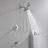 Shower Faucets Sets Complete with Tub & Valve, 48 Setting Dual 2-in-1 High Pressure Rain & Handheld Shower Head System with 3-Way Water Diverter & Shower Trim Kit
