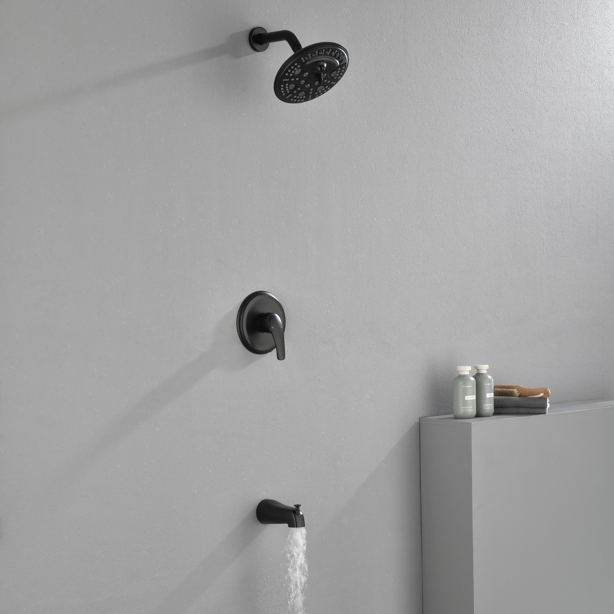 Shower Faucet Set Complete with Tub Spout, Single Function Shower Trim Kit with 8 Inches Shower Head, Rainfall Shower Combo Set Wall Mounted Shower System