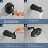 Shower Faucet Set Complete with Tub Spout, Single Function Shower Trim Kit with 8 Inches Shower Head, Rainfall Shower Combo Set Wall Mounted Shower System