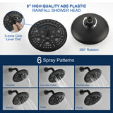 Shower Faucet Set Complete with Tub Spout, Single Function Shower Trim Kit with 8 Inches Shower Head, Rainfall Shower Combo Set Wall Mounted Shower System