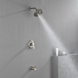 Shower Faucet Set Complete with Tub Spout, Single Function Shower Trim Kit with 8 Inches Shower Head, Rainfall Shower Combo Set Wall Mounted Shower System