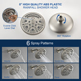 Shower Faucet Set Complete with Tub Spout, Single Function Shower Trim Kit with 8 Inches Shower Head, Rainfall Shower Combo Set Wall Mounted Shower System