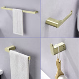 Bathroom Hardware Set, 4-Piece Bath Accessory Towel Rack Set Brushed Gold Wall Mount