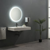 24 Inch Round Bathroom LED Lighted Mirror, Wall Mounted Vanity Makeup Mirror with Lights, 3 Colors Dimmable Brightness, IP54 Waterproof, Smart Touch Switch, Anti-Fog Circle Mirror