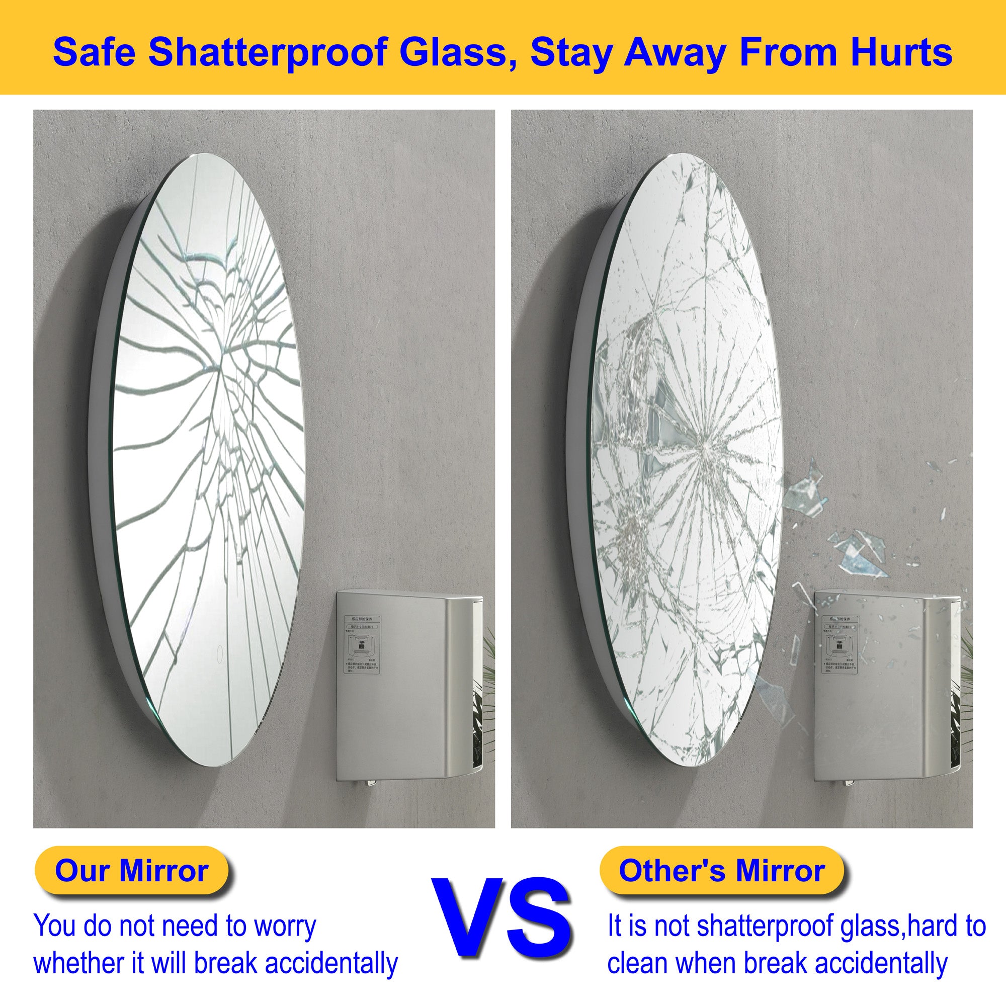 24 Inch Round Bathroom LED Lighted Mirror, Wall Mounted Vanity Makeup Mirror with Lights, 3 Colors Dimmable Brightness, IP54 Waterproof, Smart Touch Switch, Anti-Fog Circle Mirror