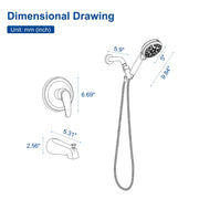 1-Handle Shower Trim Kit with Tub Spout, 9 Ways ABS Hand Shower, Pressure-Balancing Mixing Valve 1-handle-shower-trim-kit-with-tub-spout-9-ways-abs-hand-shower-pressure-balancing-mixing-valve 
