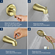 1-Handle Shower Trim Kit with Tub Spout, 9 Ways ABS Hand Shower, Pressure-Balancing Mixing Valve 1-handle-shower-trim-kit-with-tub-spout-9-ways-abs-hand-shower-pressure-balancing-mixing-valve 