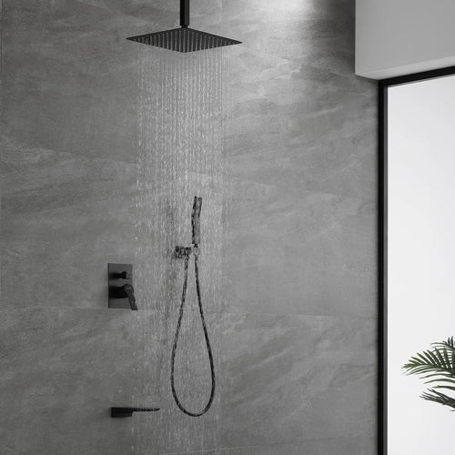 1-handle 3 way Rain Shower System with Handheld Shower, 12