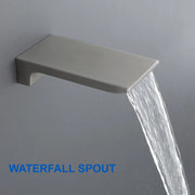 1-handle 3 way Rain Shower System with Handheld Shower, 12" Ceiling Mounted Overhead Shower & Waterfall Bath Spout ceiling-rain-shower-system-12in-handheld-matte-black 