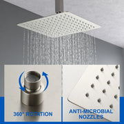 1-handle 3 way Rain Shower System with Handheld Shower, 12" Ceiling Mounted Overhead Shower & Waterfall Bath Spout ceiling-rain-shower-system-12in-handheld-matte-black 