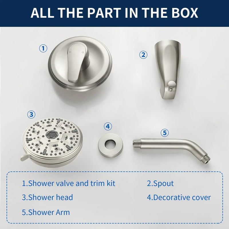 10 Functions Single Handle High Pressure Round Tub and Shower Trim Kit with Valve 10-functions-single-handle-high-pressure-round-tub-and-shower-trim-kit-with-valve 