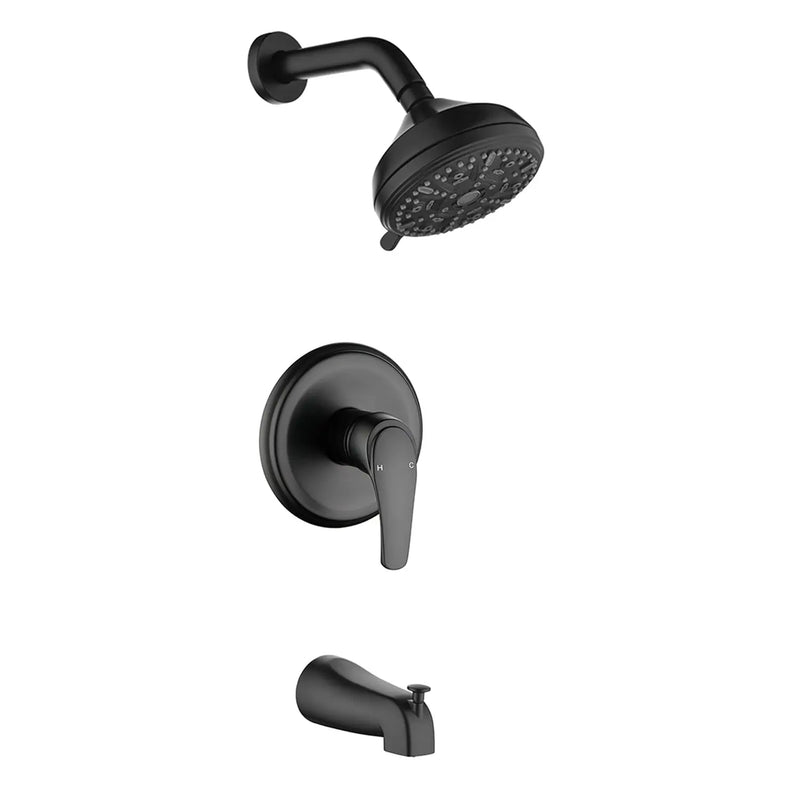 10 Functions Single Handle High Pressure Round Tub and Shower Trim Kit with Valve 10-functions-single-handle-high-pressure-round-tub-and-shower-trim-kit-with-valve Matte Black / Brass & SUS304 & ABS / 17.3*10.1*5.4 inches
