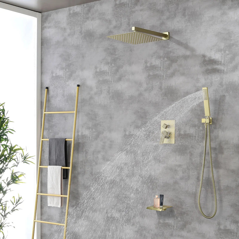 12 Inch Black Shower System Faucet 3-Function Waterfall Tub Complete with Matte Spout Set Square Luxury Wall Mount Rain Mixer shamanda-12-inch-tub-shower-system-matte-black 
