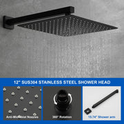 12 Inch Black Shower System Faucet 3-Function Waterfall Tub Complete with Matte Spout Set Square Luxury Wall Mount Rain Mixer shamanda-12-inch-tub-shower-system-matte-black 