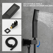 12 Inch Black Shower System Faucet 3-Function Waterfall Tub Complete with Matte Spout Set Square Luxury Wall Mount Rain Mixer shamanda-12-inch-tub-shower-system-matte-black 