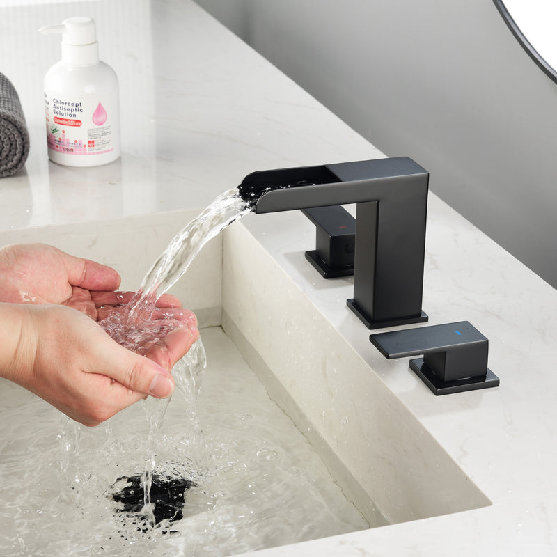 Two Handle Widespread Lavatory with Pop Up Drain Stopper in Brushed Gold| Brushed Nickel| Matte Black