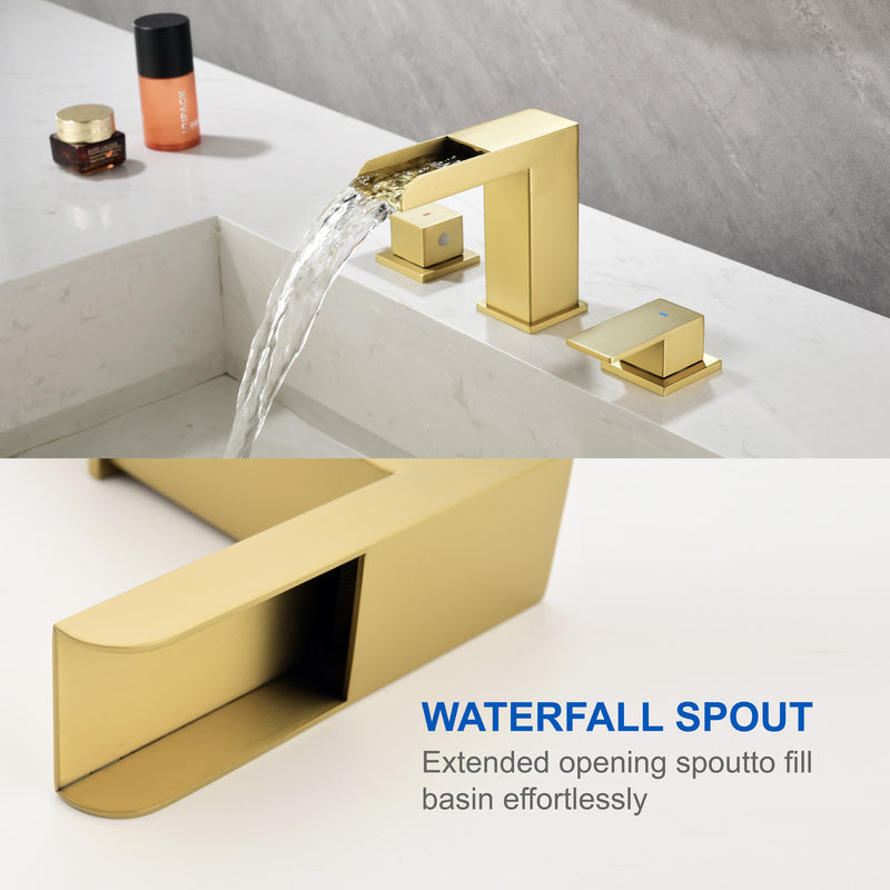 Two Handle Widespread Lavatory with Pop Up Drain Stopper in Brushed Gold| Brushed Nickel| Matte Black