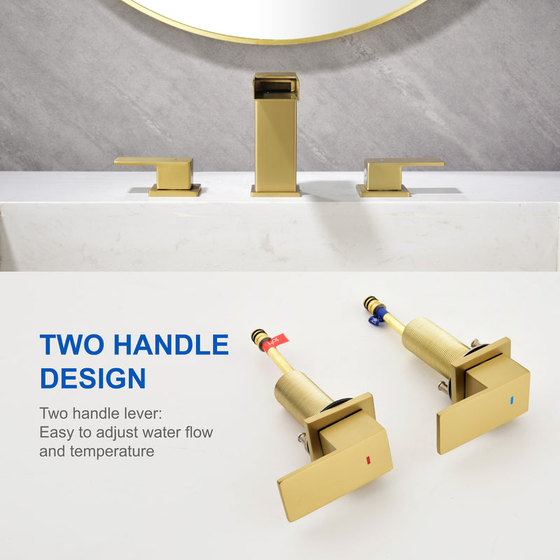 Two Handle Widespread Lavatory with Pop Up Drain Stopper in Brushed Gold| Brushed Nickel| Matte Black