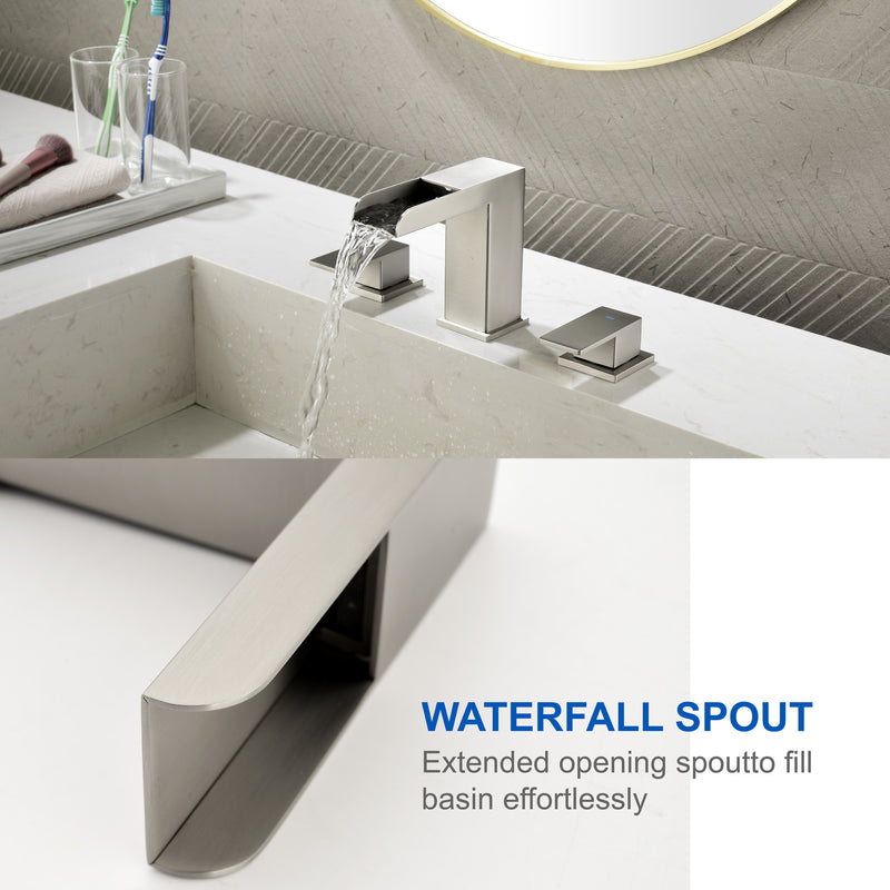 Two Handle Widespread Lavatory with Pop Up Drain Stopper in Brushed Gold| Brushed Nickel| Matte Black