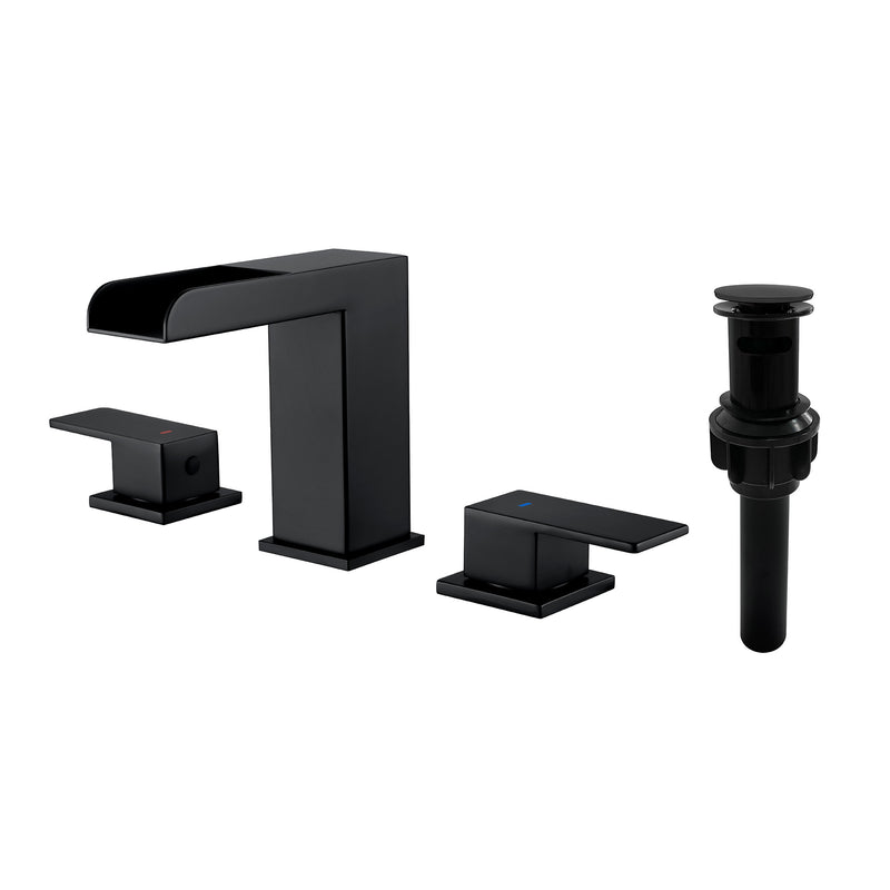 Two Handle Widespread Lavatory with Pop Up Drain Stopper in Brushed Gold| Brushed Nickel| Matte Black