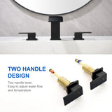 Deck-Mount Widespread Lavatory Faucet Waterfall 8-Inch 2-Handle Bathroom Faucet with Pop Up Drain - Matte Black, Brushed Nickel, Brushed Gold