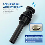 Deck-Mount Widespread Lavatory Faucet Waterfall 8-Inch 2-Handle Bathroom Faucet with Pop Up Drain - Matte Black, Brushed Nickel, Brushed Gold