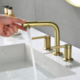 Widespread Bathroom Faucet with 360 Degree Swivel Nozzle and Spout 2 Unique Knob Handles Bathroom Sink Faucet 3 Hole