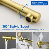 Widespread Bathroom Faucet with 360 Degree Swivel Nozzle and Spout 2 Unique Knob Handles Bathroom Sink Faucet 3 Hole