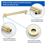 15.7-Inch In Wall Round Shower Arm 90 Degree with Flange in Matte Black | Brushed Nickel | Brushed Gold 15-7-inch-in-wall-round-shower-arm-90-degree-with-flange-in-matte-black-brushed-nickel-brushed-gold 